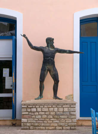 A statue of Odysseus outside a museum on the island of Ithaca Greeceのeditorial素材