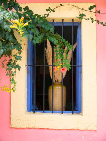 Pretty window display in the village of Fiskardo on the Island of Kefalonia in Greece