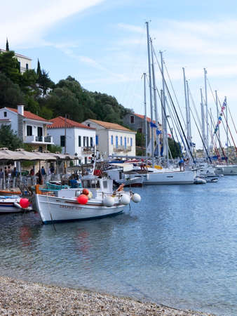 Kioni the northern village on the Greek Island of Ithacaのeditorial素材