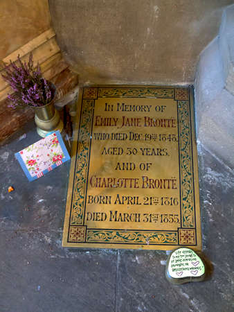 A memorial plaque in St.Michael & All Angels Church in the Bronte village of Haworth Yorkshireのeditorial素材