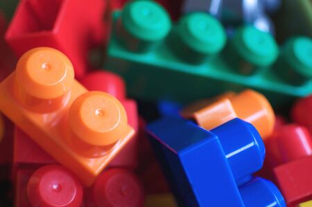 Colorful Toy Building Blocks Backgroundの写真素材