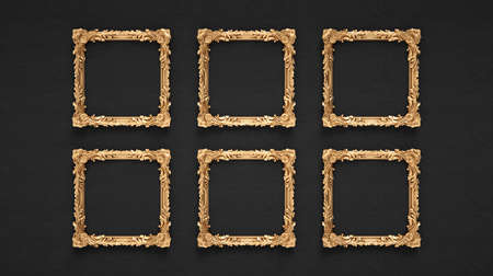 Six golden ornamental frames