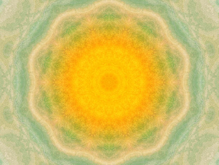 Colorful yellow and blue light kaleidoscope background abstract flower and symmetric pattern