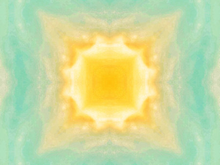 Colorful yellow and blue light kaleidoscope background abstract flower and symmetric pattern