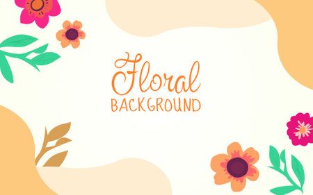 Abstract floral background with flowers and botanical leaves. Vector illustration for banner, poster, prints, wall decoration. EPS file.のイラスト素材