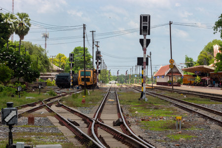 Railway station in the city of Lopburi in Thailand.の写真素材