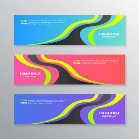 Business Banner Template, Web Header, Footer, Background Modern Design, in gradient color style, advertising vector templateのイラスト素材