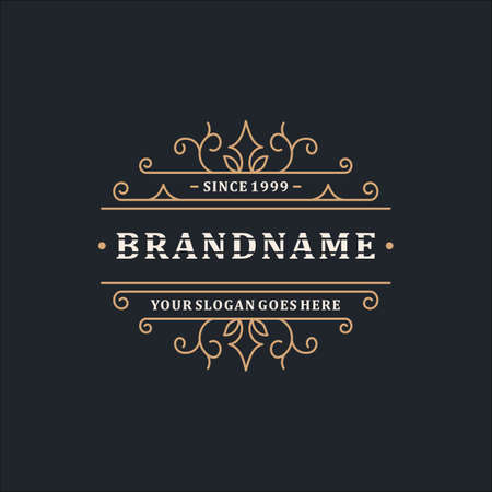 Luxury Logo Template Elegant Ornament Line for Restaurant, Royalty, Boutique, Cafe, Hotel, Heraldic, Jewelry, Fashion and other vector illustrationのイラスト素材