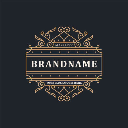Luxury Logo Template Elegant Ornament for Restaurant, Royalty, Boutique, Cafe, Hotel, Heraldic, Jewelry, Fashion and other vector illustrationのイラスト素材