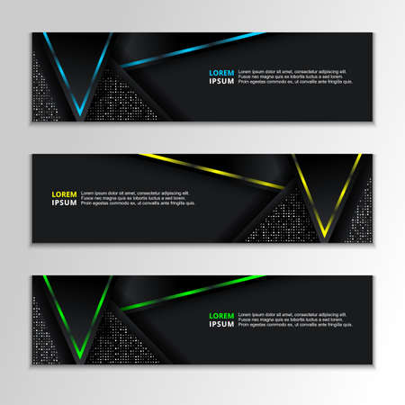 Black Background Banner with Glowing neon template, modern design vector, for corporate business company advertising, footer, headerのイラスト素材