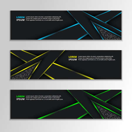 Black Background Banner with Glowing neon template, modern design vector, for corporate business company advertising, footer, headerのイラスト素材