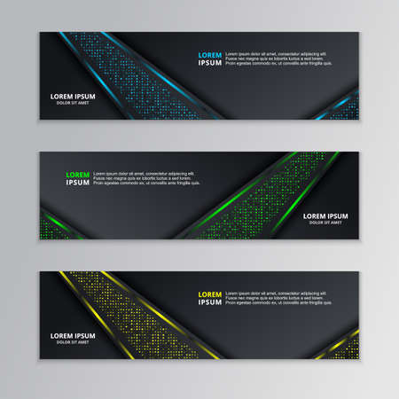 Glowing Dark Techno Banner Template, Modern Neon Design Background Vector, Technology Elementのイラスト素材