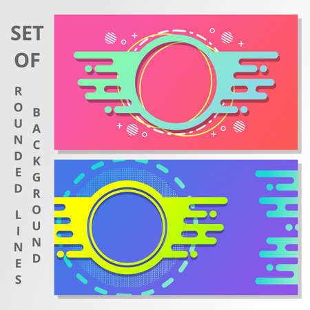 Abstract Gradient Rounded Lines Background Set Vector Templateのイラスト素材