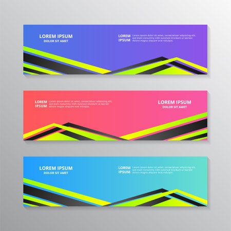 Business Banner Template, Web Header, Footer, Background Modern Design, in gradient color style, advertising vector templateのイラスト素材