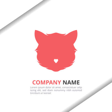 Cat love logo design concept with flat style for animal shop, pet care, brand identity vector templateのイラスト素材