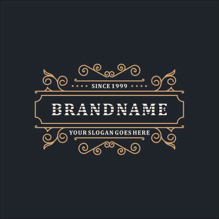 Luxury Logo Template Elegant Ornament Line for Restaurant, Royalty, Boutique, Cafe, Hotel, Heraldic, Jewelry, Fashion and other vector illustrationのイラスト素材