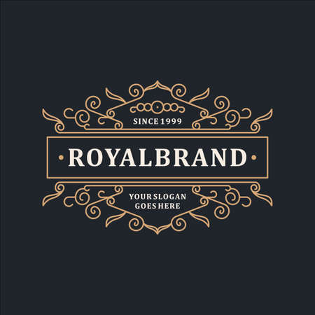 Luxury Logo Template Elegant Ornament for Restaurant, Royalty, Boutique, Cafe, Hotel, Heraldic, Jewelry, Fashion and other vector illustrationのイラスト素材