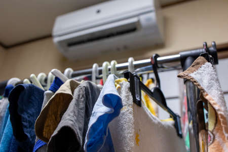 hang the laundry in the roomの写真素材