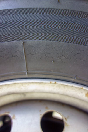 Cracked car tiresの写真素材