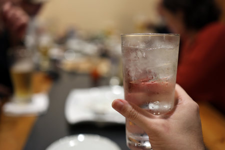 Awamori water split poured into a glassの写真素材