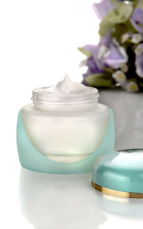   A jar of a cosmetic cream. Beauty concept.                              