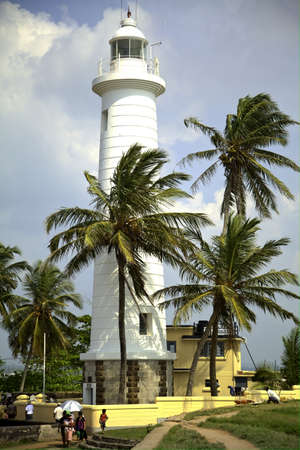 White lighthouse in the old dutch fort in Galle on the beautiful tropical island Sri Lankaのeditorial素材