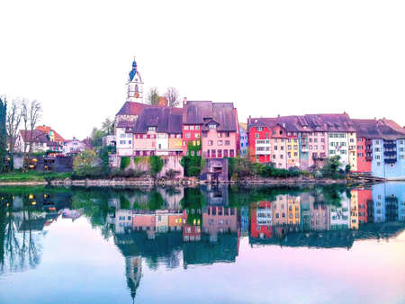 Town of Laufen castle on the Rhine in Switzerlandの素材