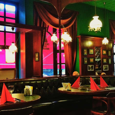 restaurant with classic stylish old fittingsの素材