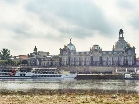 Historical Front of buildings with the Arts Academy and the Church of our Lady  in Dresden, Germanyのeditorial素材