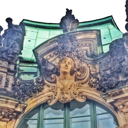 Angel Figure in the Zwinger Palace in Dresden is looking to the parkのeditorial素材