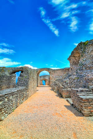 Grotto Catullus at the Lake Garda in Sirmioneのeditorial素材