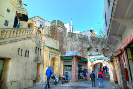 Entrance to the old Medina in Tangier in the Kingdom of Morocco in Africaのeditorial素材