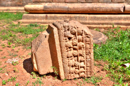 In the pilgrimage site of the old royal city Anuradhapura on the tropical Iceland Sri Lanka you find ruins of an old temple complex with baths, living and working places of buddhistic monks as well as ancient remains of gorgeous kings buildings and pagodaの写真素材