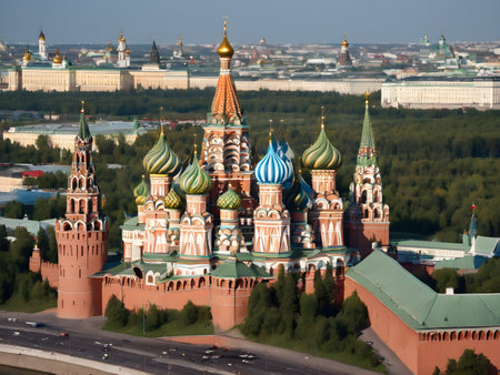 View of the Moscow Kremlin from the tower of St. Basil's Cathedralの素材