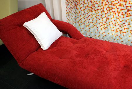 Bright red sofa bed - home interiors