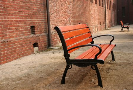 Benches at Seodaemun Prison History Hall, Seoul, South Koreaの写真素材