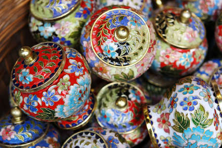 Colorul oriental jewelery containers - shallow DOFの写真素材