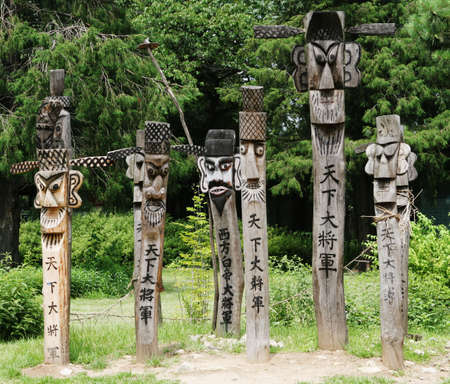 Wooden South Korean carvingsの写真素材