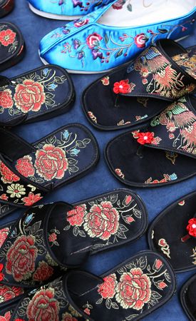 Satin oriental slippersの写真素材