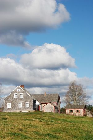 Beautiful old farm cottages and barnsの写真素材