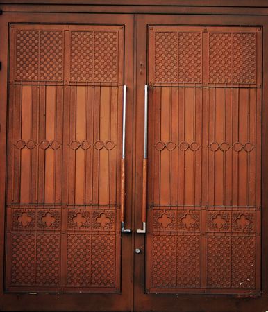Double metal doors to an old building