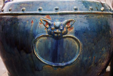 Close-up of a ceramic dragon at a temple in Thailandの写真素材