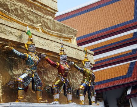 Statues at the Grand Palace, Bangkok, Thailand - travel and tourism.の写真素材
