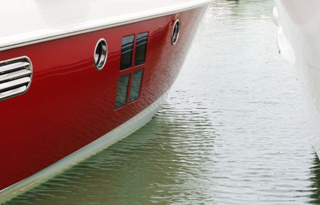 Close-up of a brand new boat moored at the marina.の写真素材
