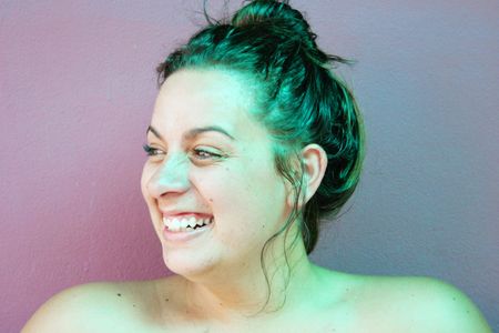 Portrait of a happy young woman.の写真素材