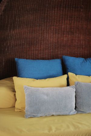 Close-up of pillows on a sofa - home interiors.の写真素材