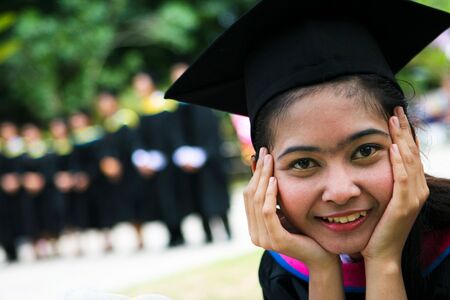 Asian university graduateの写真素材