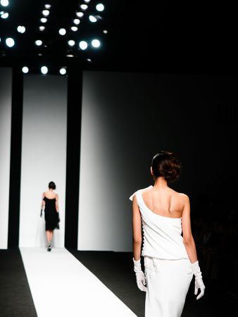 Models on the catwalk during a fashion show.の写真素材