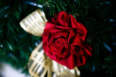 Christmas decorations hanging on the xmas tree.の写真素材