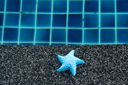 Child's toy starfish by the swimming pool edge.の写真素材